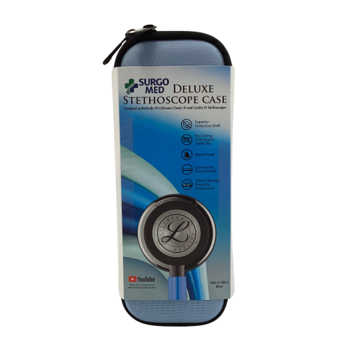 Deluxe Deep Compact Stethoscope Case 350-513BLU in Blue for Medical Equipment Storage.