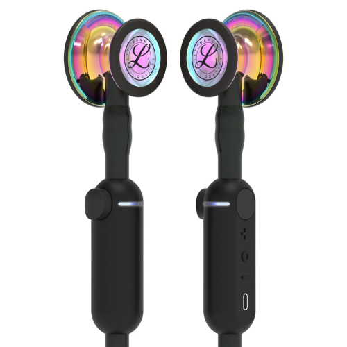 3M Littmann Core Digital Stethoscope with High Polish Rainbow Chestpiece, Black 27 inch.