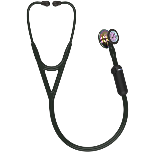 3M Littmann Core Digital Stethoscope with High Polish Rainbow Chestpiece and Black Tubing.