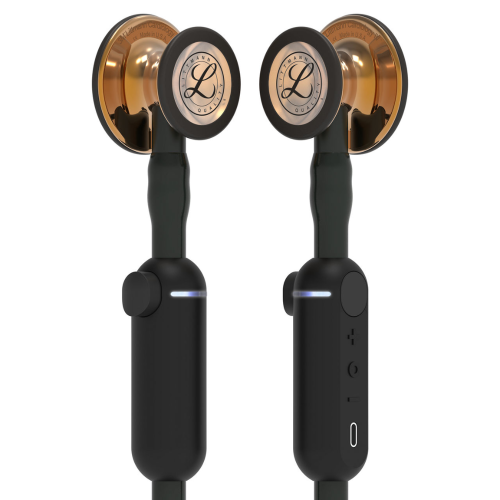 3M Littmann Core Digital Stethoscope High Polish Copper Chestpiece Black 27 Inch Tubing.
