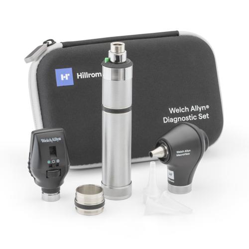 Welch Allyn 3.5V Diagnostic Set with LED Ophthalmoscope, MacroView LED Otoscope, Nickel Handle.