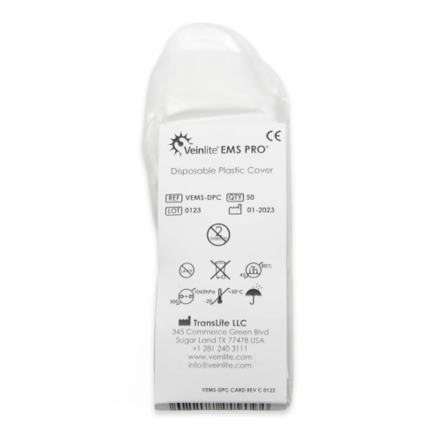 VeinLite EMS Pro disposable plastic barrier covers for vein visualization devices, 50-pack.
