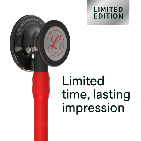 Littmann Cardiology IV Stethoscope with red tubing and smoke-finish chestpiece.