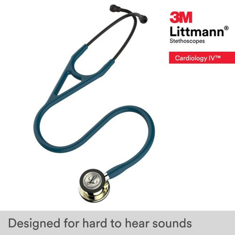Littmann Cardiology IV Stethoscope Caribbean Blue Champagne 27 inch tube length.