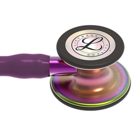 Littmann Cardiology IV Stethoscope with Rainbow Chestpiece and Plum Tubing.