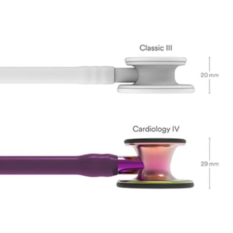 Littmann Cardiology IV Stethoscope with rainbow finish chestpiece and plum tubing.