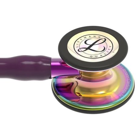 Littmann Cardiology IV Stethoscope with Rainbow Chestpiece and Plum Tubing.