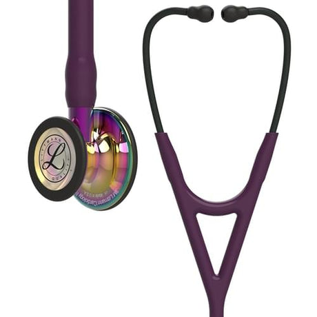 Littmann Cardiology IV Stethoscope with Rainbow Chestpiece and Plum Tubing.