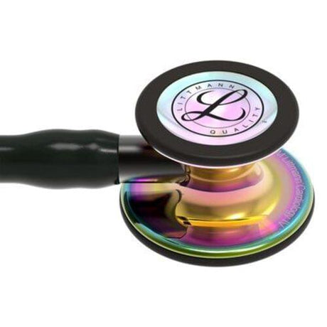 Littmann Cardiology IV Stethoscope in Black with Rainbow Finish Chestpiece.