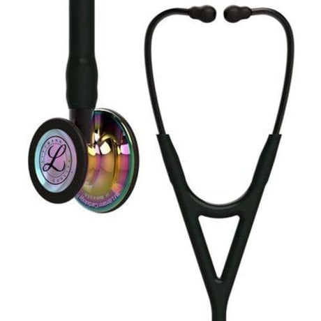 Littmann Cardiology IV Stethoscope in Black with Rainbow Finish Chestpiece.