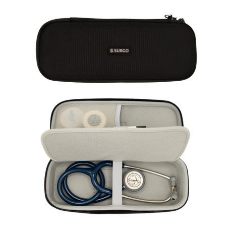 Deluxe Deep Compact Stethoscope Case 350-513BLK in Black for Medical Equipment Storage.