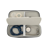 Deluxe deep compact stethoscope case in blue for medical instrument storage and protection.