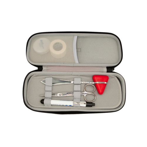 Deluxe Deep Compact Stethoscope Case 350-513BLU in blue for medical equipment storage.