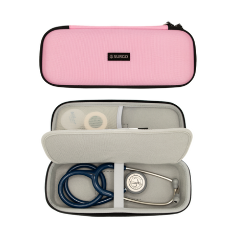 Deluxe Deep Compact Stethoscope Case SKU 350-513PNK in Pink for Medical Equipment Storage.