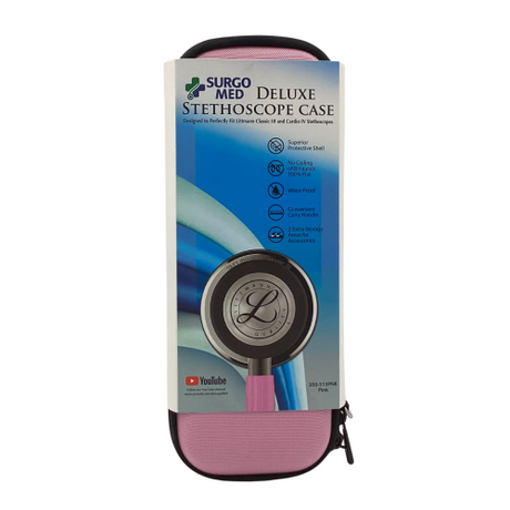 350-513PNK Deluxe Deep Compact Stethoscope Case in Pink.