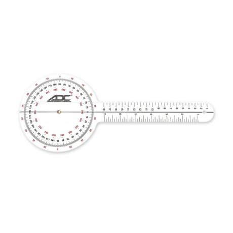 ISOM 360 Degree Plastic Goniometer 12 Inch Physical Therapy Assessment Tool SKU 850-12-1000.