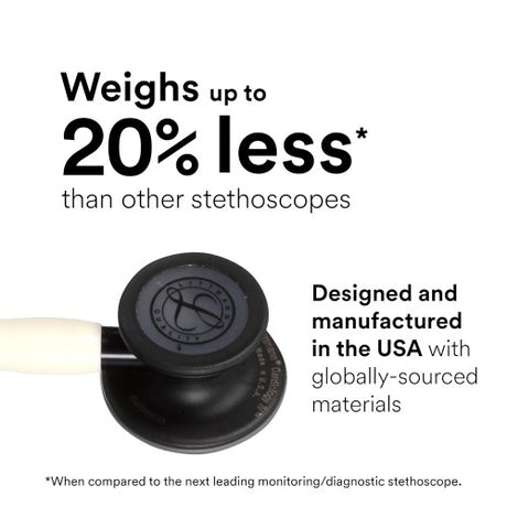Littmann Cardiology IV Stethoscope with Black Matte Chestpiece and Alabaster Tubing.