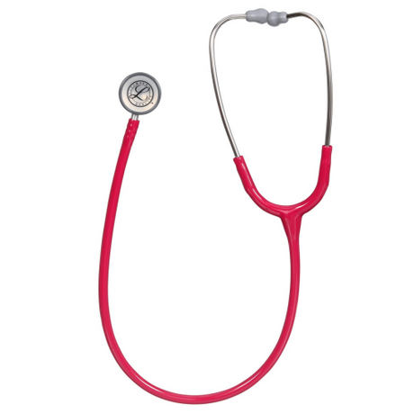 Littmann 2122 Pediatric Stethoscope in Raspberry with 28-inch Tubing.