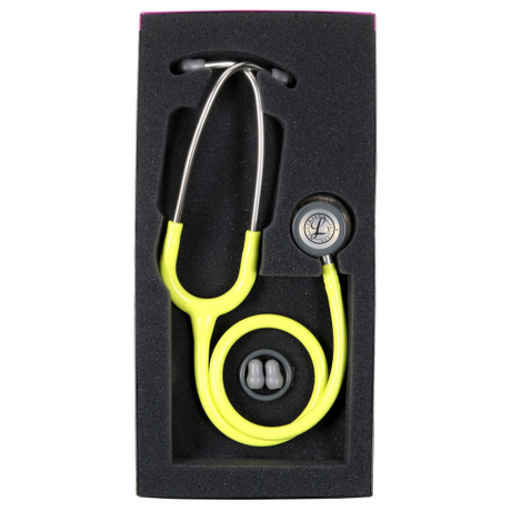 3M Littmann Classic III Stethoscope in Lemon Lime with Stainless Steel Chestpiece.