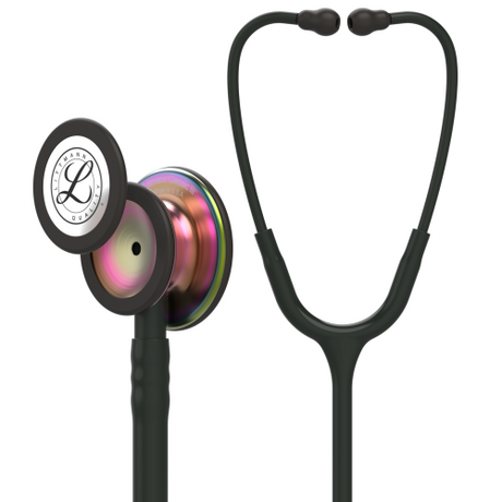 Littmann Classic III Stethoscope in Black with Rainbow Chestpiece, 27 inch tubing length.