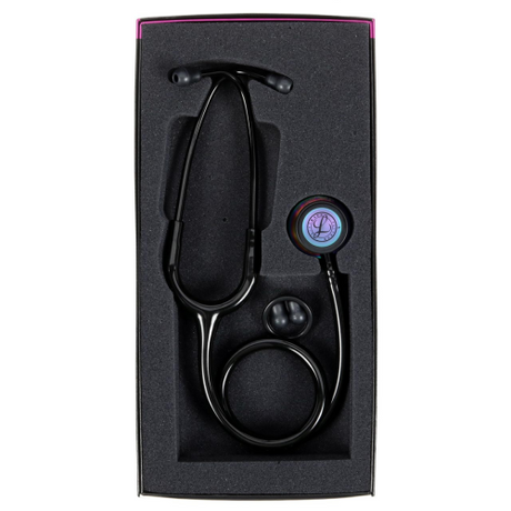3M Littmann Classic III Stethoscope in Black with Rainbow Chestpiece, 27 inch tubing length.