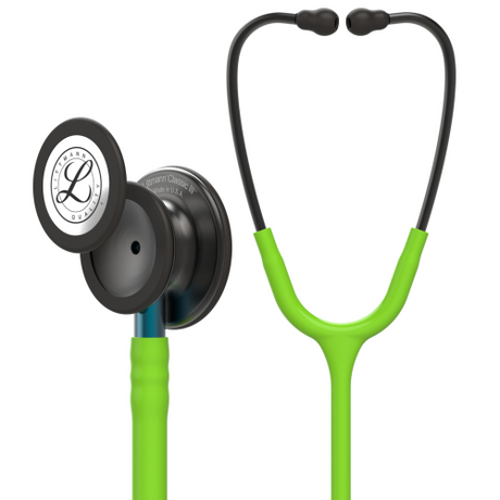Littmann Classic III Stethoscope with Smoke Finish and Lime Green Tubing.