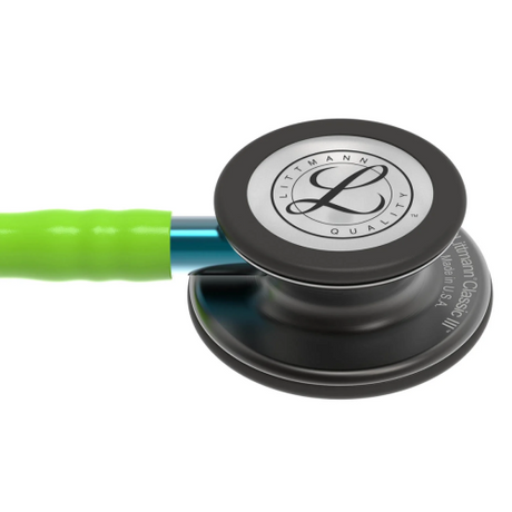 Littmann Classic III Stethoscope with Smoke Chestpiece and Lime Green Tubing.