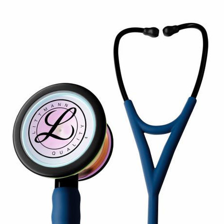 Littmann Cardiology IV Stethoscope in Navy with High Polish Rainbow Chestpiece.