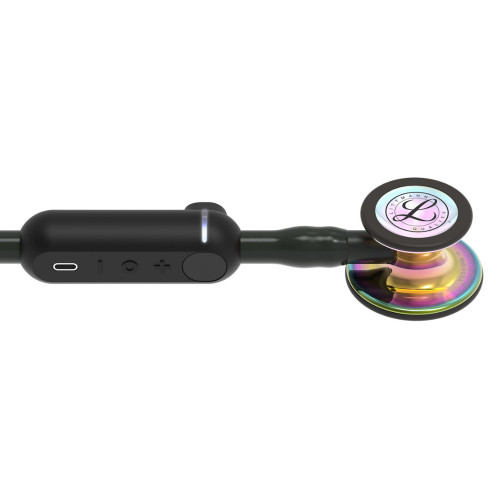 3M Littmann Core Digital Stethoscope with High Polish Rainbow Chestpiece and Black Tubing.