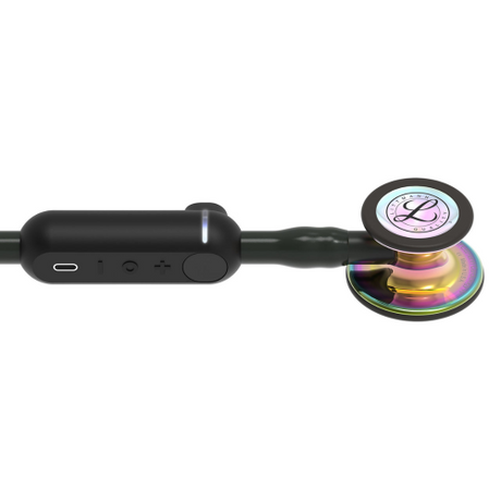 3M Littmann Core Digital Stethoscope with High Polish Rainbow Chestpiece and Black Tubing.