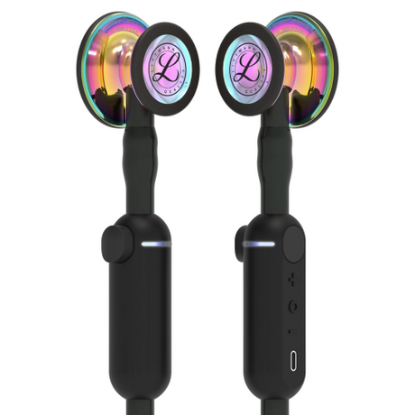 3M Littmann Core Digital Stethoscope with High Polish Rainbow Chestpiece, Black 27 inch.