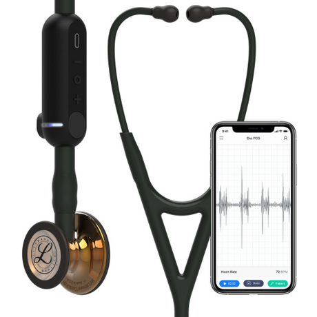 3M Littmann Core Digital Stethoscope High Polish Copper Chestpiece Black 27 Inch Tubing.