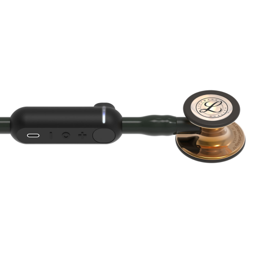 3M Littmann Core Digital Stethoscope High Polish Copper Chestpiece Black 27 Inch Tubing.